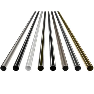 MDEKOR Rohr Stahlrohr 180 cm in Chrom Matt aus Metall für Gardinenstange Vorhangstange Ø 19 mm Metall-Rohr