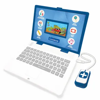 LEXIBOOK JC798i1 Lern- und zweisprachiger Laptop, Französisch/Englisch, mit Farbbildschirm, 130 Aktivitäten zum Erlernen von Sprachen, Tippen, Mathematik, Logik, Musik und Spielen, Blau