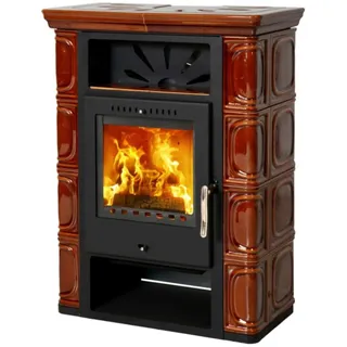 THORMA Kaminofen | BORGHOLM black/TOP Keramik | Kastanienbraun | 7 kW