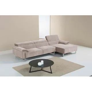 Egoitaliano Ecksofa »Malika, edel und bequem, Designsofa mit hochwertigen Bezügen, L-Form« mit Recamiere, inkl. Kopfteilverstellung und chromfarbenen Metallfüßen, grau