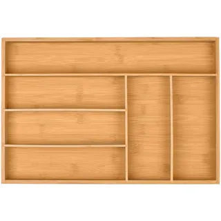 Relaxdays Besteckkasten 6 Fächer Bambus 5 x 44,5 x 30 cm natur