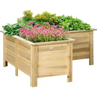 Hochbeet aus Holz - Pflanzkasten in L-Form - 120 x 120 x 50 cm - Erhöhtes Design - Für Garten/Terrasse - Natur