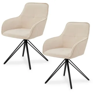 Drehstuhl Clyde Samt Beige 2 Stk.