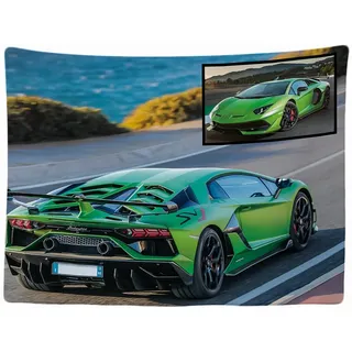 Ulticool - Car Auto Wandteppich Tapestry Dekoration Wohnung - 200 x 150 cm groß - Wandtuch Wandbehänge - Accessoires für Schlafzimmer Wohnzimmer Kinderzimmer - Grün