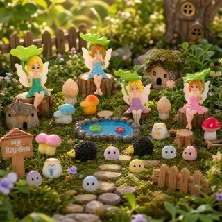 Vetin 30 Stück Feengarten Zubehör, 4-7 cm Miniatur-Elfen-Figuren-Set