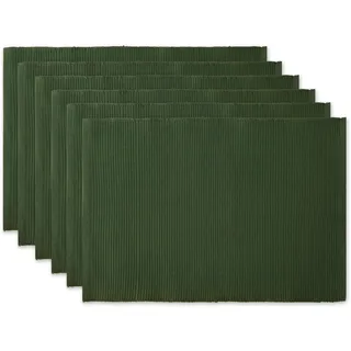 DII Basic Everyday Gerippte Tischplatte, 100% Baumwolle, Tischset-Set, 33 x 48 cm, Dunkelgrün, 6-teilig