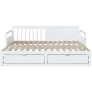 Okwish Tagesbett 90/180/190 cm Weiß mit Schubladen und Ausziehbett , Holz , 180x190 cm , Schlafzimmer, Betten