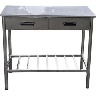 Garten Garten Arbeitstisch - Edelstahl - Outdoor - Verstellbar - 2 Schubladen - 100x50.5x87cm