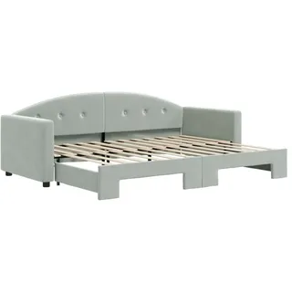 vidaXL Tagesbett Ausziehbar Hellgrau 80x200 cm Samt - Grau