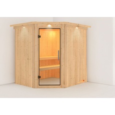 Bild Sauna Siirin Eckeinstieg ohne Ofen, mit Kranz, Klarglastür