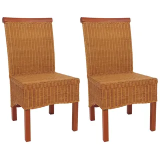 Mendler Esszimmerstuhl M42 Rattan Braun 2er Set