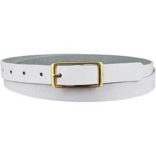 Ledergürtel echt Leder Damengürtel GOLD Schnalle 2 cm breit Hüftgürtel Jeansgürtel Damen Gürtel Casual Jeans schmal business | Vascavi | Made in Germany (115 cm Gesamtlänge 130 cm, Weiß)