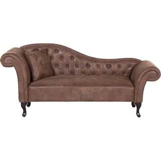 BELIANI Chaiselongue Linksseitig Braun Kunstleder Holzfüße Glamourös Mit Zierkissen - Braun