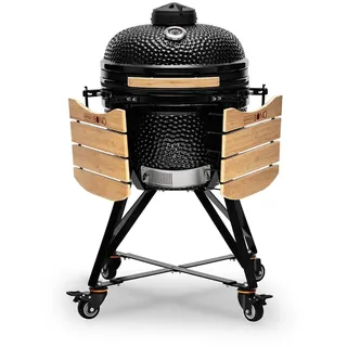 Kamado Bono Media BBQ Grill Ø 51 cm, Schwarz | Keramik-Kamado-Grill für den Außenbereich – inkl. 6 zusätzlichem Grillzubehör