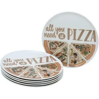 CreaTable Pizzateller Set 33 cm mehrfarbig 6er Set