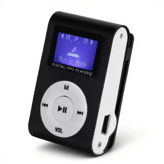 ASHATA -MP3-Player mit LCD-Bildschirm, Tragbarer Musik-Player mit BackClip, Digitaler Musik-Media-Player -MP3-BackClip-Player mit Kopfhörer und USB-Kabel Zum Laufen (Schwarz)