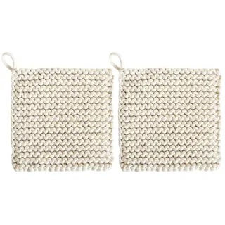 Gehäkelte Topflappen, 2 Stück Quadratisch Untersetzer Set aus Gewebter Baumwolle, Hitzebeständige Tischsets für Heiße Schüsseln, Teekannen, Töpfe und Teller