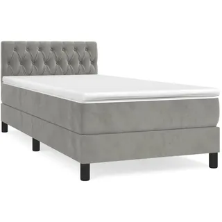 vidaXL Boxspringbett mit Matratze Hellgrau 90x200 cm Samt