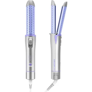 SHEGLAM Kaltluft Glätteisen mit 360° Luftstrom Styler Lockenstab, Glätteisen Locken und Glätten Haarglätter mit Kühl-Luftventilen für Langanhaltende Frisur, 4 Temperaturstufen, Dualspannung