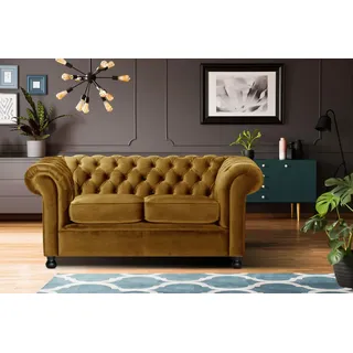 Home affaire Chesterfield-Sofa »Chesterfield Home 2-Sitzer«, mit edler Knopfheftung und typischen Armlehnen, gelb