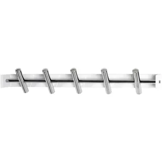 Hakenleiste , Weiß, Chromfarben , Metall , 60x10x10 cm , Aufhängemöglichkeit , Garderobe, Garderobenhaken, Hakenleisten