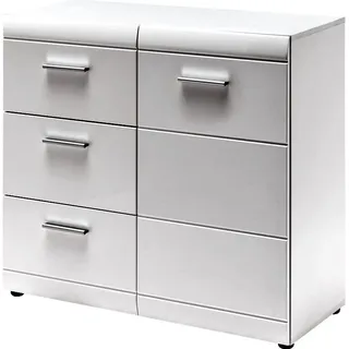 Kommode DANARO-01, 96x86x40cm, Hochglanz weiß - Weiß