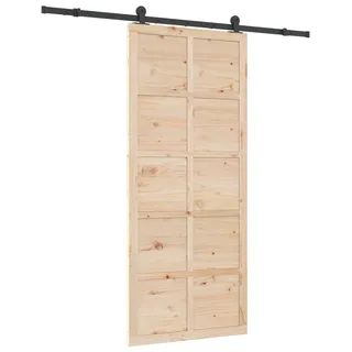 vidaXL Schiebetür 100 x 208 cm Massives Kiefernholz Natur - Braun