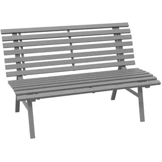 Outsunny Gartenbank, 2 Sitzer Parkbank, mit Rückenlehne, für Garten, Balkon, Alu, Grau , Metall , 67x79x123 cm , Gartenmöbel, Gartenbänke
