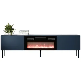 Mirjan24 Rafael TV-Lowboard 200x58x40 cm Blau/Glas