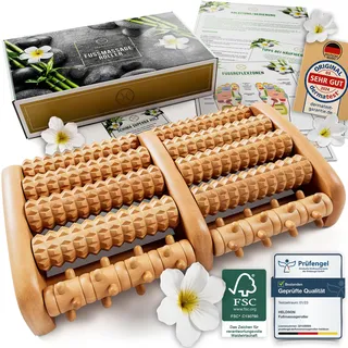 HELDSON® Fußmassageroller Holz - FSC®100% - Fußmassagegerät - Massage Roller für Fußmassage - Foot Massager - Fussmassageroller - Fussmassagegerät - Massagegerät für Füße - Fersensporn