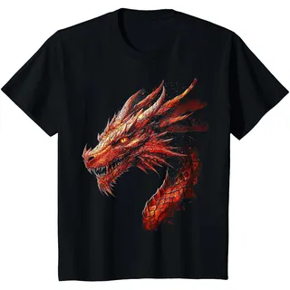 Roter Drache Motiv Mythische Kunst Roter Drache T-Shirt