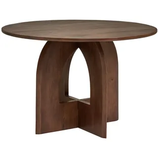 Livetastic Esstisch , Walnussfarben , Holz , Mangoholz , massiv , rund , A-Form , 76x120x120 cm , Holzmöbel, Holztische, Esstische Holz, Massivholztische