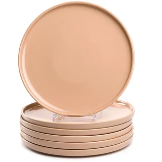 LEONARDO HOME Speiseteller ROMA 6er Set • Ø 27 cm • Mikrowellen- & Spülmaschinengeeignet • stapelbar • Keramik Geschirr für 6 Personen • Steingut-Teller mit glasierter Oberfläche • apricot • 027264