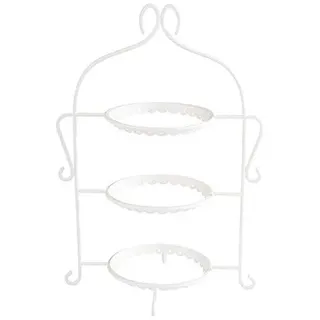 APS 33200 Serviergestell „Romantic“, Gestell ohne Teller, für 3 Teller bis max. Ø 17,5 cm, Etagere, 22,5 x 16,0 x 32,0 cm, weiß