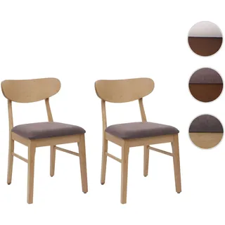 2er-Set Esszimmerstuhl HWC-M59, Küchenstuhl Stuhl, Stoff/Textil Massiv-Holz ~ helles Gestell, taupe