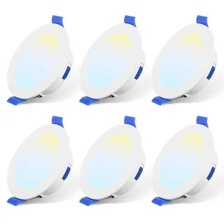 LED Einbaustrahler 230V Flach Dimmbar LED Spots 6W IP44 Bad Einbauleuchten Deckenspots Deckenstrahler, Warmweiß 3000K Neutralweiß 4000K Kaltweiß 6000K Einbauspots für Badezimmer Küche Wohnzimmer