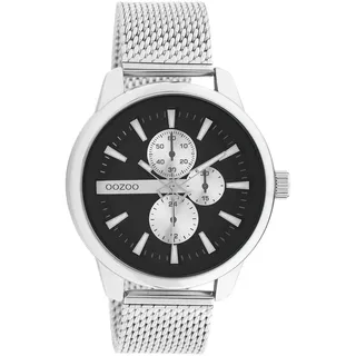 Oozoo Uhr Timepieces-Herren-Mesh-Armband - Variante: Silber/Schwarz - Silber