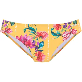 Bikini-Hose SUNSEEKER "Modern", Damen, Gr. 40, N-Gr, gelb (gelb, bedruckt), Polyamid, bedruckt, floral, Badehosen Bikini-Hose, mit Blumendruck