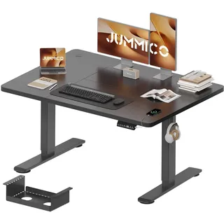 JUMMICO Höhenverstellbarer Schreibtisch 140 x 70 cm mit Kabelwanne, Höhenverstellbar Elektrisch Stehpult mit USB-Buchse, Computertisch, Ergonomischer Steh-Sitz Tisch, Bürotisch, Schwarz