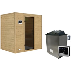 Bild KARIBU Sauna Sonja inkl. 9 kW Saunaofen mit externer Steuerung, für 3 Personen - beige