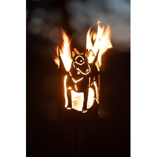 Gartenfackel Bullterrier Fackel Bulli Set inkl. Stiel und Wachsrolle