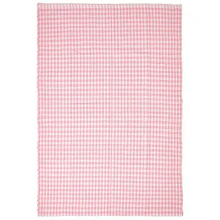 Homescapes Baumwollteppich Vichy-Karo 60/90 cm , Rosa , Textil , Kariert , Rechteckig , 60x90 cm , Teppiche und Böden, Teppiche, Flachwebteppiche