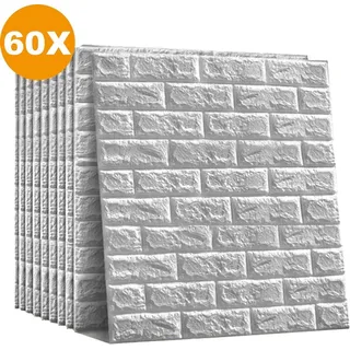3D Wandpanelen – Grau – Selbstklebend – 60 Stück – Für Badezimmer & Wohnzimmer - Grau