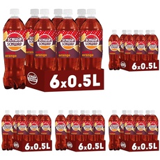 SCHWIPSCHWAP, Das Original – Koffeinhaltiges Cola-Erfrischungsgetränk mit Orange in Flaschen aus 100% recyceltem Material, EINWEG (6 x 0.5 l) (Packung mit 5)