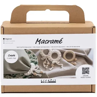 Creativ Mini Bastelset Makramee, naturweiß, Serviettenring, 1 Packung, Ivory