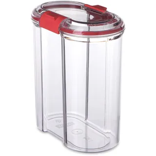 TATAY Vorratsdosen mit Deckel Luftdicht 1,5 L | Transparente Vorratsdose | Luftdichter Verschluss | Stapelbar | BPA-freier Kunststoff | Spülmaschinengeeignet | 9 x 15,5 x 18 cm, Rot