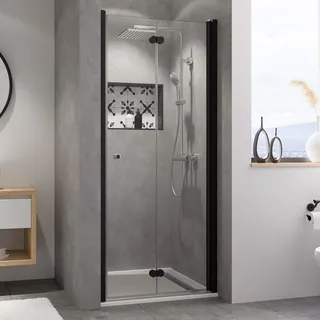 Breuer Drehfalttür für Nische Breuer Elana Komfort 75 cm Anschlag rechts Klarglas Profilfarbe schwarz