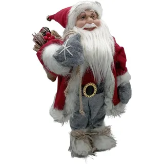 Glac Store Weihnachtsmann Santa Claus Figur erhältlich von 60 cm bis 80 cm riesig in verschiedenen Versionen weiß oder rot Weihnachtsdekoration Geschenkidee (rot und grau, 80 cm)