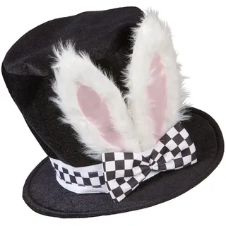 w widmann milano party fashion 10021 - Zylinder mit formbaren Hasen-Ohren, Kaninchen, Wunderland, Märchen, Hut, Mottoparty, Karneval