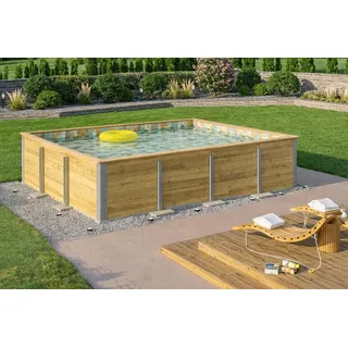 Massivholzpool Siargao Gr. 2, Folie Sand Mosaik, 45 mm Wandstärke